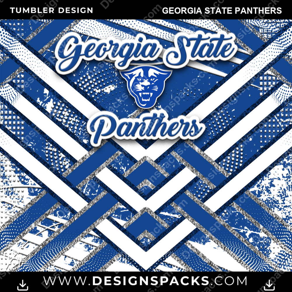 College Sport Glitter Stripe Georgia State Panthers NCAA College Sport Tumbler Digital Wrap Design Download