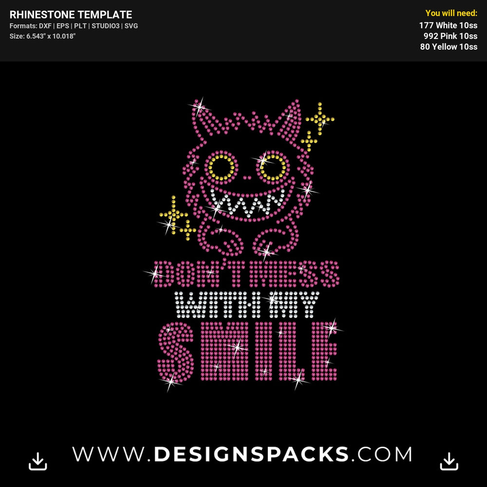 Labubu Dont Mess With My Smile Rhinestone Digital Template
