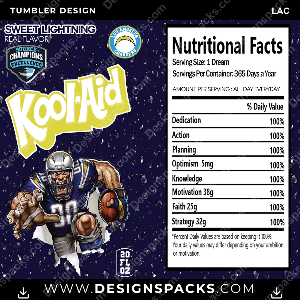 Football Kool-Aid LAC Tumbler Digital Wrap Design