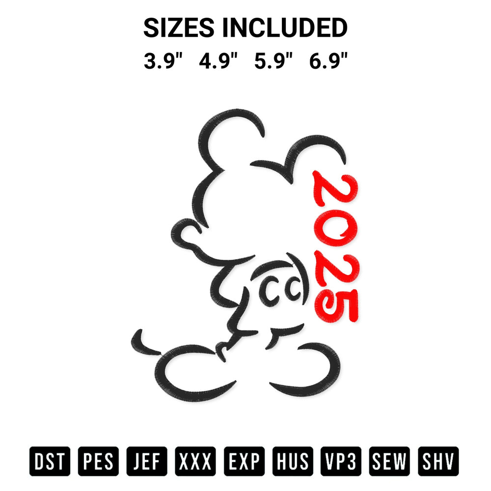 Shop the 2025 Mickey Mouse Outline Embroidery Design machine embroidery pattern at Designspacks.com. Beautifully digitized for flawless stitching on any fabric. Available sizes: 3.9", 4.9", 5.9", 6.9".