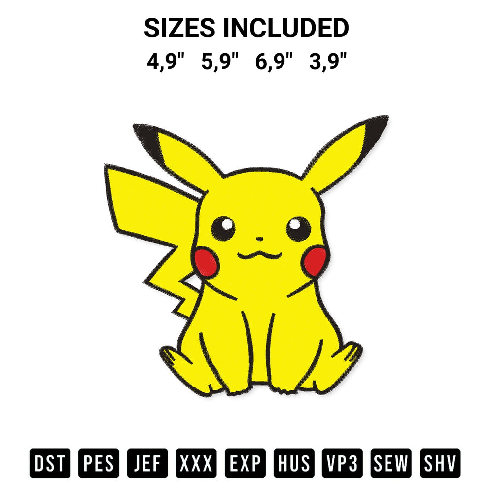 Transform your fabrics with the Pikachu Logo Embroidery Design embroidery design. Instant access to premium digitized patterns at Designspacks.com. Available sizes: 4,9", 5,9", 6,9", 3,9".