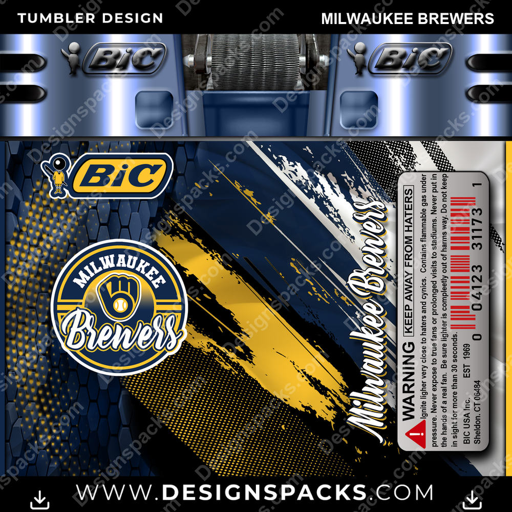 Encendedor BIC de béisbol Milwaukee Brewers Diseño digital para vaso