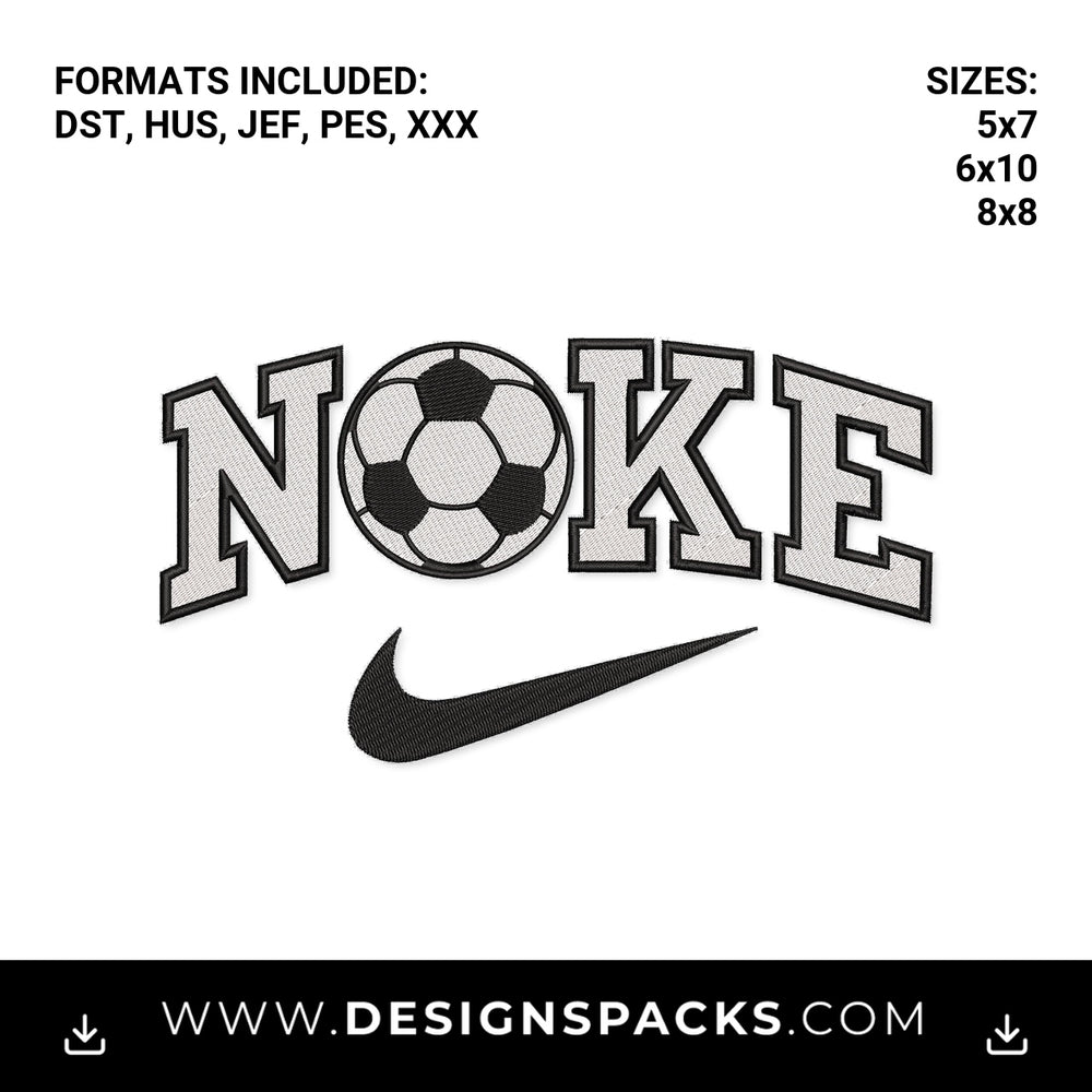 Nike Soccer Ball Varsity Swoosh Embroidery Design - Instant digital download pattern at Designspacks.com