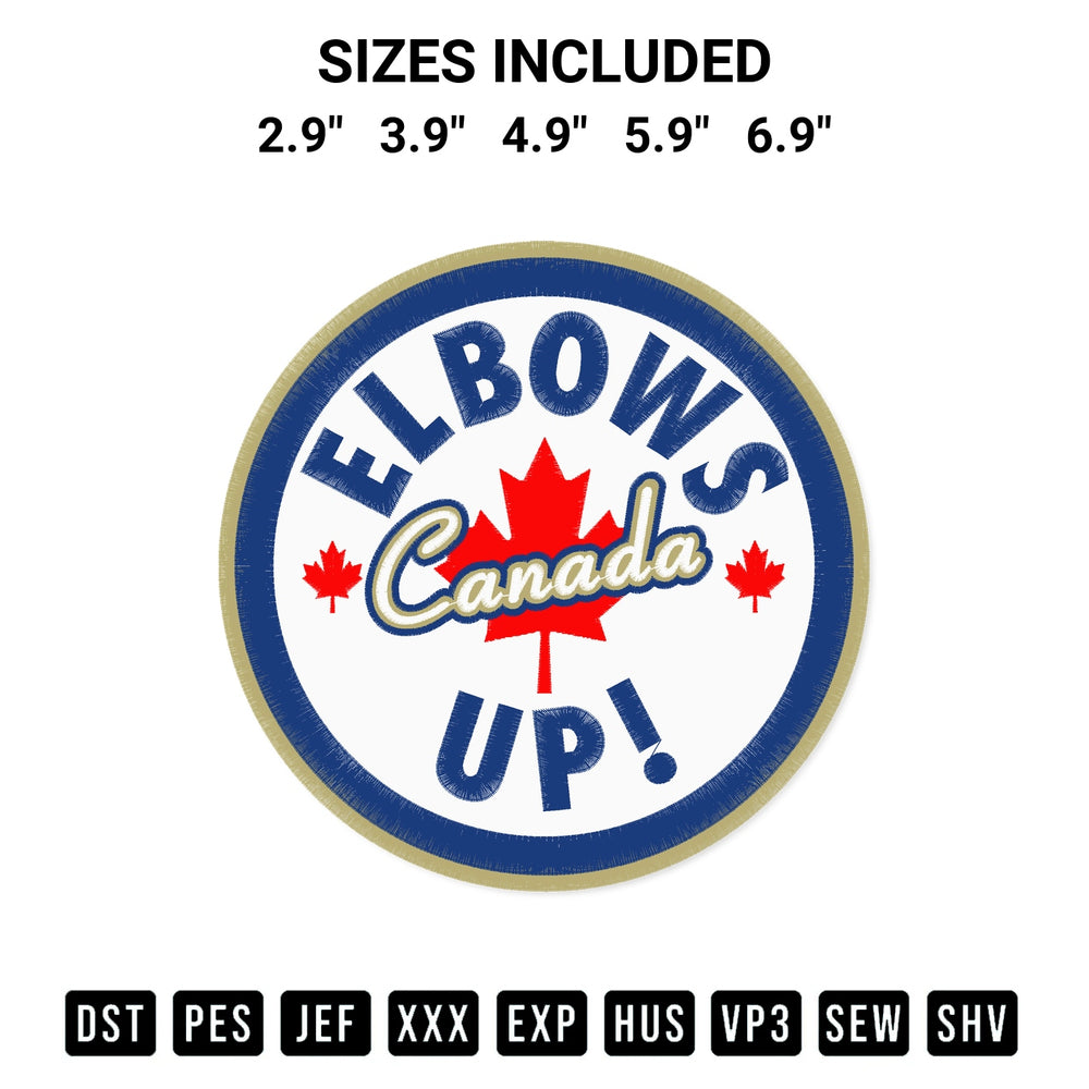 Create amazing crafts with the Circle Elbows Up Canada Embroidery Design embroidery file. High-quality digital download from Designspacks.com, perfect for beginners and pros. Available sizes: 2.9", 3.9", 4.9", 5.9", 6.9".