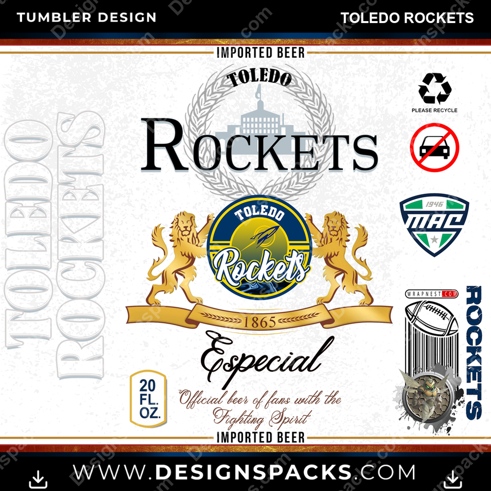 College Sport Modelo Toledo Rockets Tumbler Digital Wrap Design