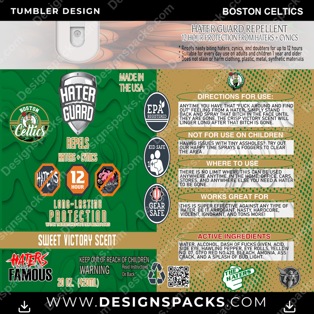 Basketball Hater Guard Boston Celtics Tumbler Digital Wrap Design