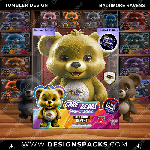 Football Care Bear Box Baltimore Ravens Tumbler Digital Wrap Design