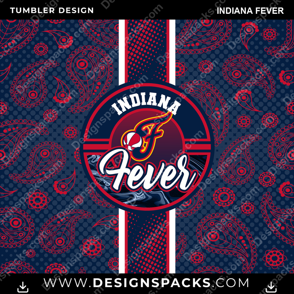 Basketball Handkerchief Indiana Fever NBA Basketball Tumbler Digital Wrap Design Download