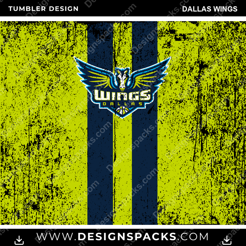 Basketball Grunge Style Dallas Wings NBA Basketball Tumbler Digital Wrap Design Download