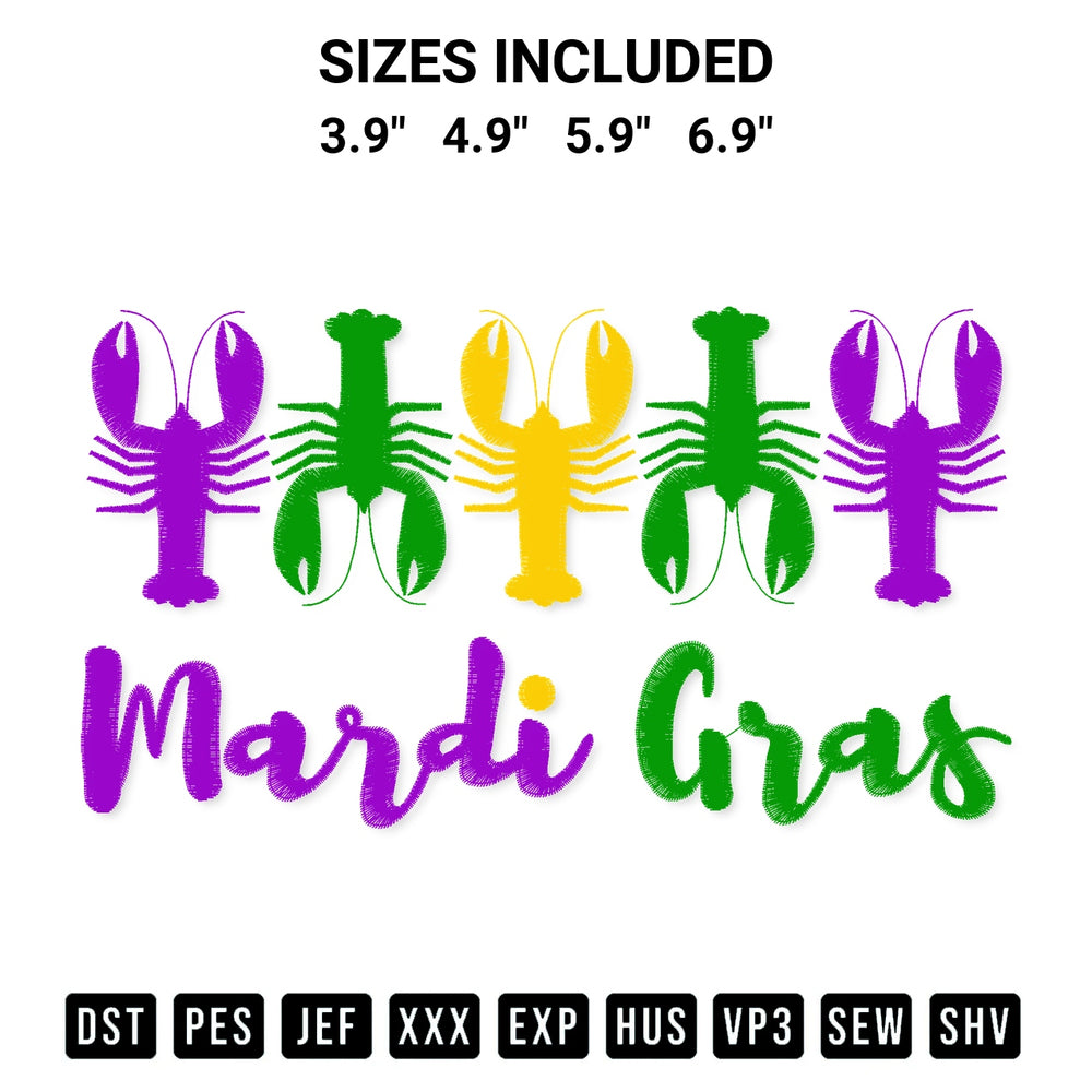 Transform your fabrics with the Mardi Gras 1 Embroidery Design embroidery design. Instant access to premium digitized patterns at Designspacks.com. Available sizes: 3.9", 4.9", 5.9", 6.9".