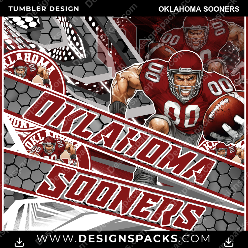 College Sport Fathead Oklahoma Sooners NCAA College Sport Tumbler Digital Wrap Design Download