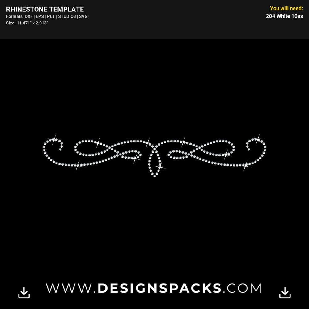 Vintage Scroll Calligraphic Vignette Rhinestone Digital Template