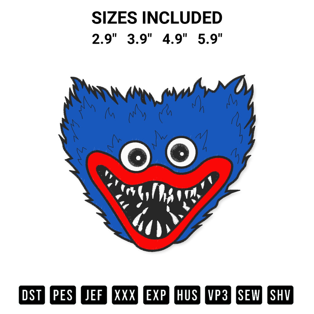 Elevate your next project with our Poppy Playtime Face Embroidery Design embroidery file. Shop high-quality digital patterns instantly at Designspacks.com. Available sizes: 2.9", 3.9", 4.9", 5.9".
