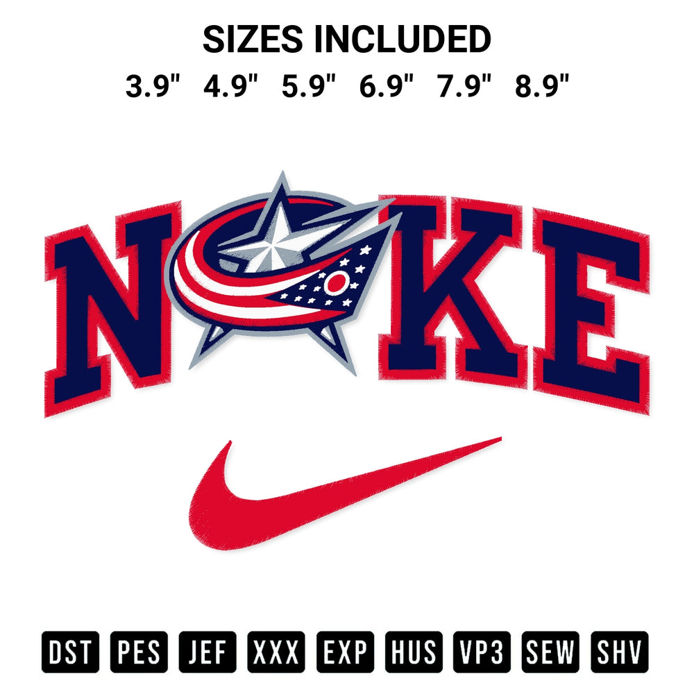 Add a unique touch to your apparel with the Columbus Blue Jackets X Nike Embroidery Design embroidery file. Premium instant download available now on Designspacks.com. Available sizes: 3.9", 4.9", 5.9", 6.9", 7.9", 8.9".