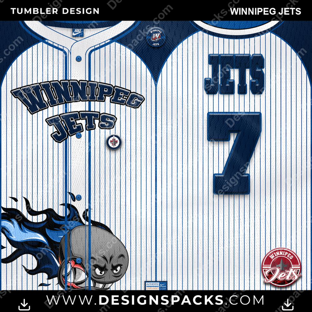 Ice Hockey Team Button-Up Jersey Winnipeg Jets NHL Hockey Tumbler Digital Wrap Design Download