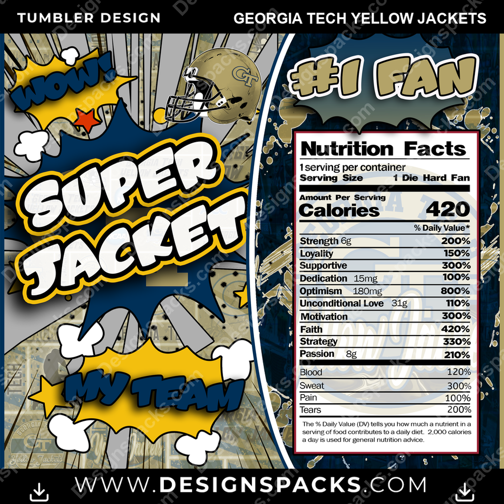 College Sport Super Team Georgia Tech Yellow Jackets NCAA College Sport Tumbler Digital Wrap Design Download