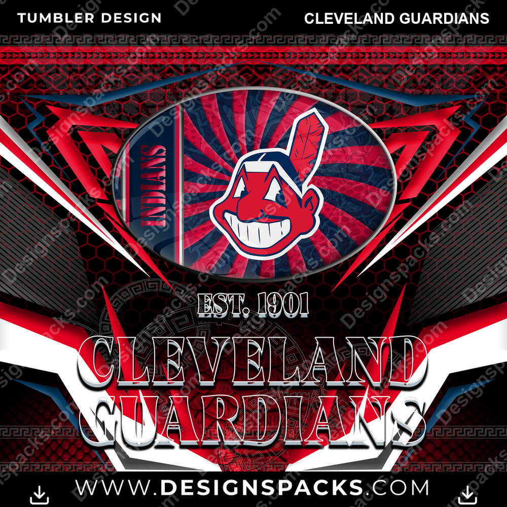 Baseball Tribal Cleveland Guardians Tumbler Digital Wrap Design