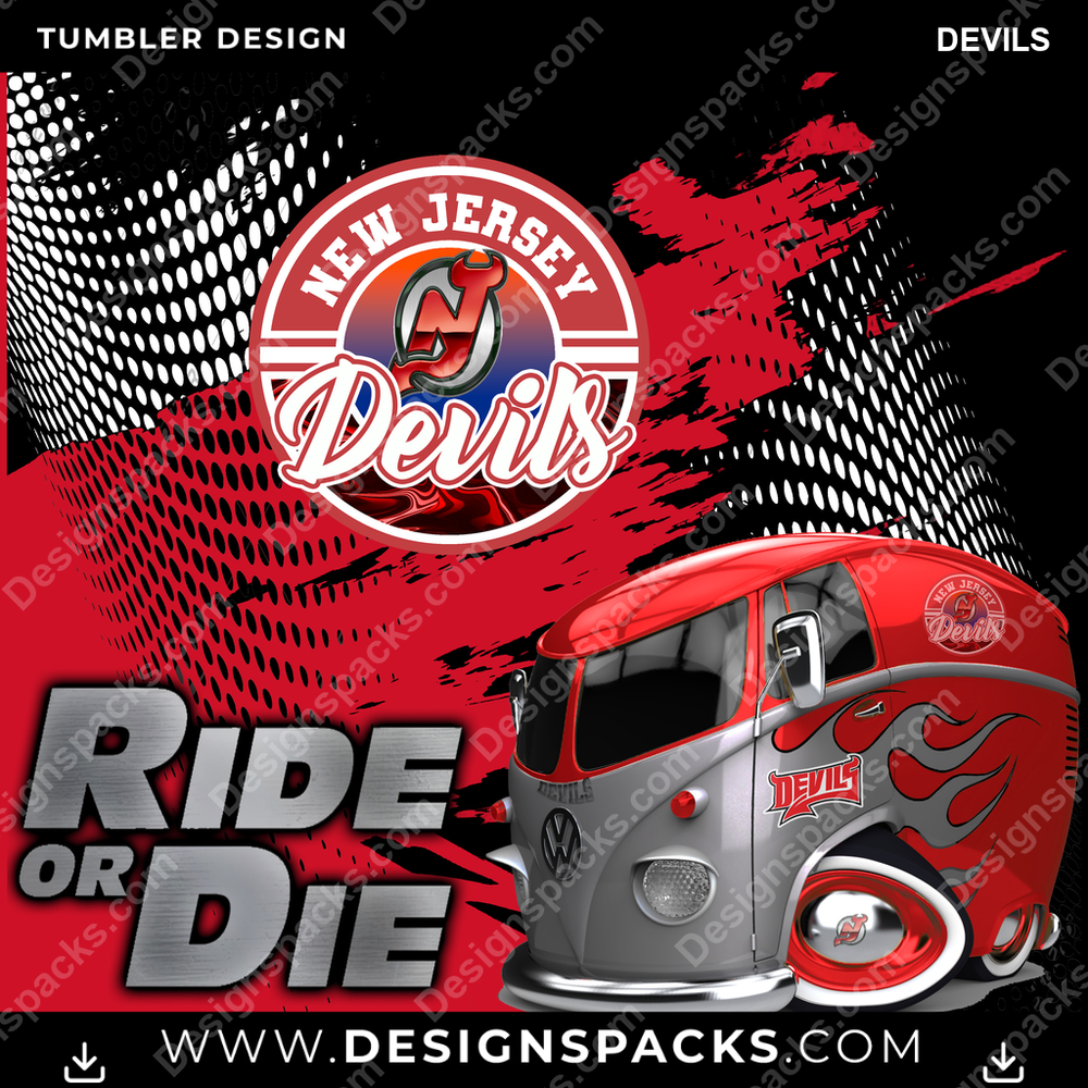 Ice Hockey RIDE or DIE DEVILS Tumbler Digital Wrap Design