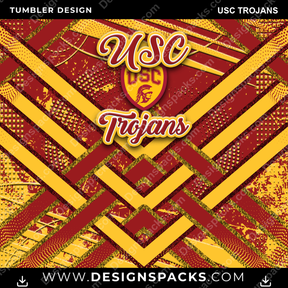 College Sport Glitter Stripe USC Trojans NCAA College Sport Tumbler Digital Wrap Design Download