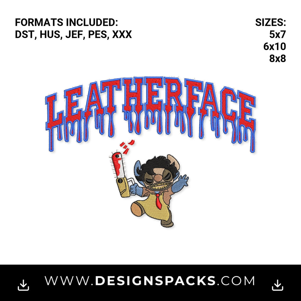 Stitch Leatherface Horror Chainsaw Embroidery Design - Instant digital download pattern at Designspacks.com