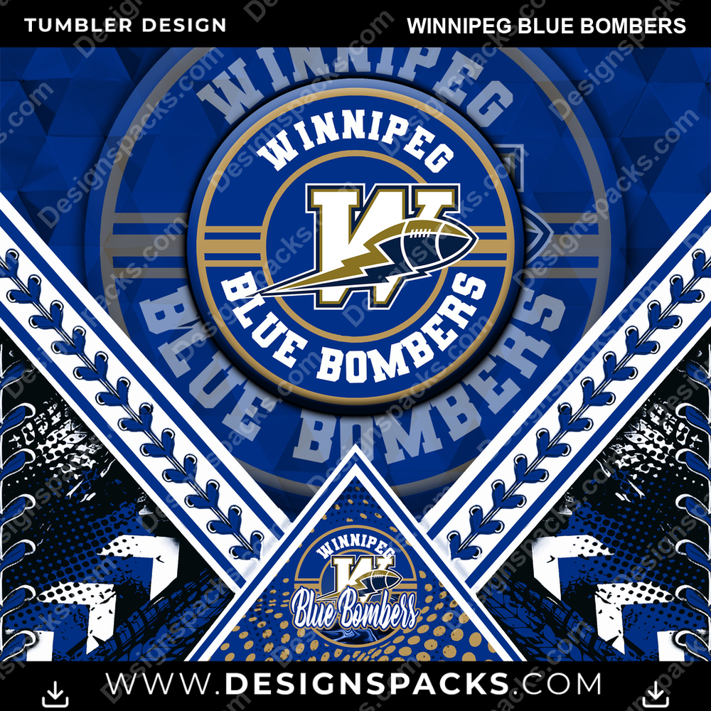 Canada Football Diamond Winnipeg Blue Bombers CFL Canada Tumbler Digital Wrap Design Download