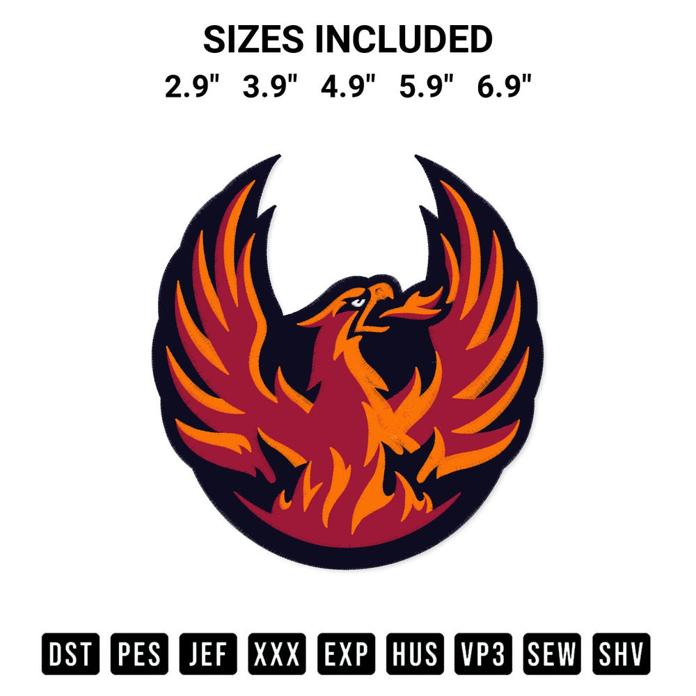 Transform your fabrics with the Coachella Valley Firebirds Embroidery Design embroidery design. Instant access to premium digitized patterns at Designspacks.com. Available sizes: 2.9", 3.9", 4.9", 5.9", 6.9".