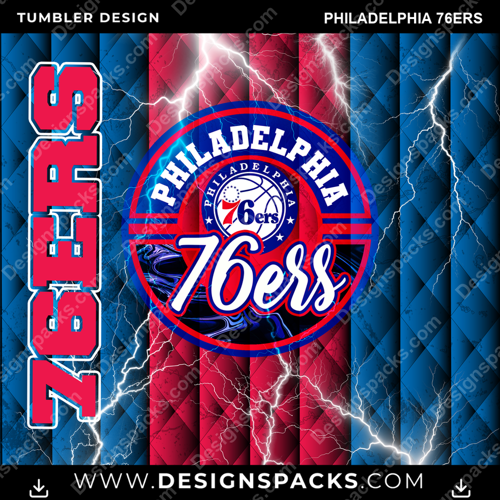 Basketball Diamond Philadelphia 76ers Tumbler Digital Wrap Design