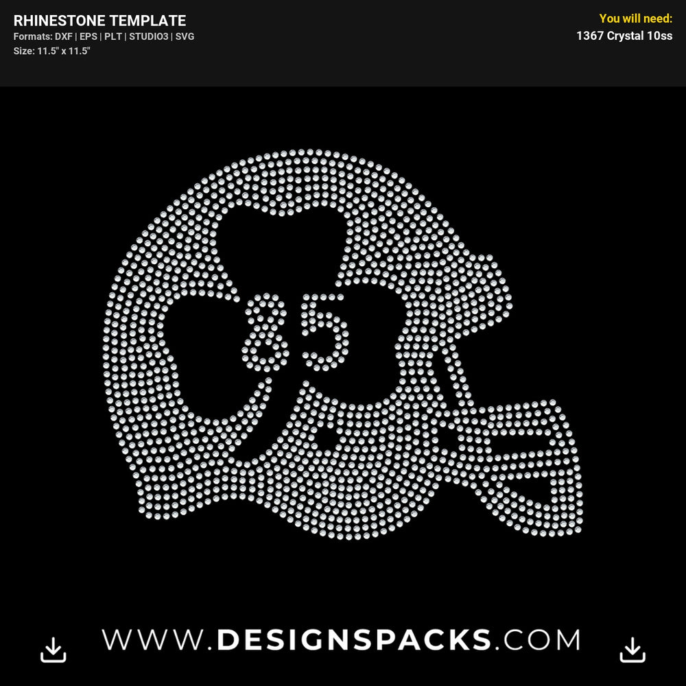 Helmet Shamrock Number Rhinestone Digital Template