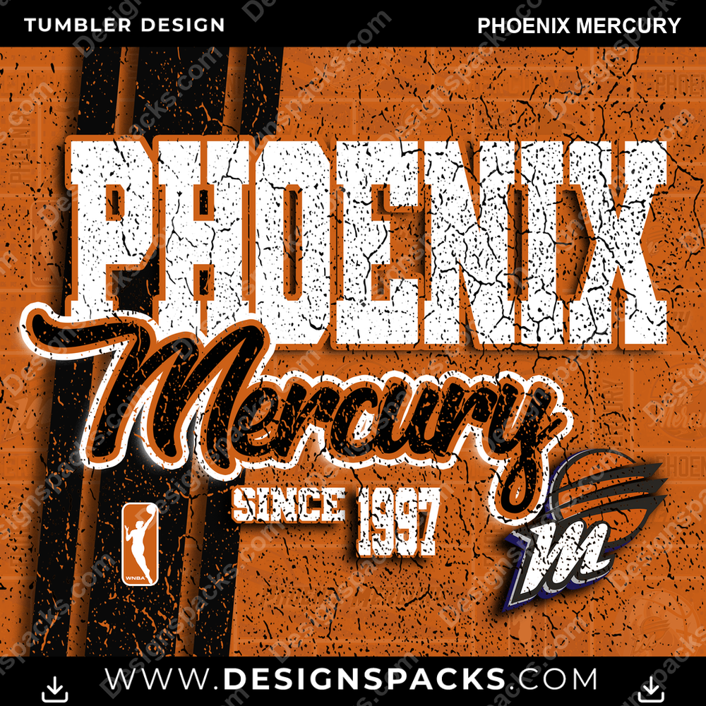 Basketball Grunge Phoenix Mercury Tumbler Digital Wrap Design