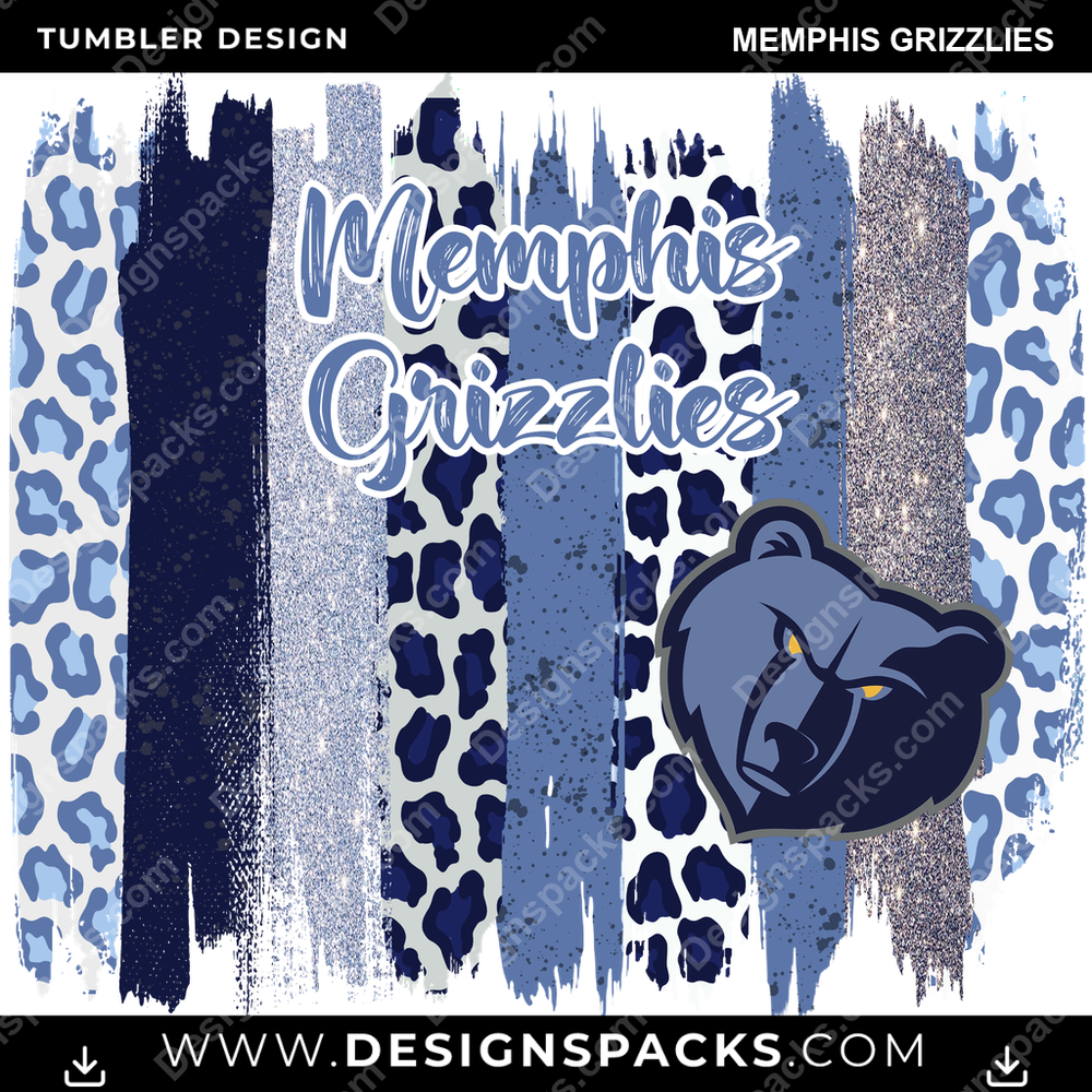 Basketball Brush Strokes Memphis Grizzlies NBA Basketball Tumbler Digital Wrap Design Download