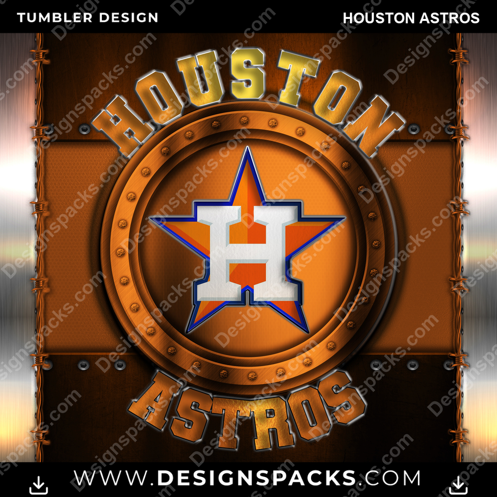Baseball Metal Houston Astros Tumbler Digital Wrap Design