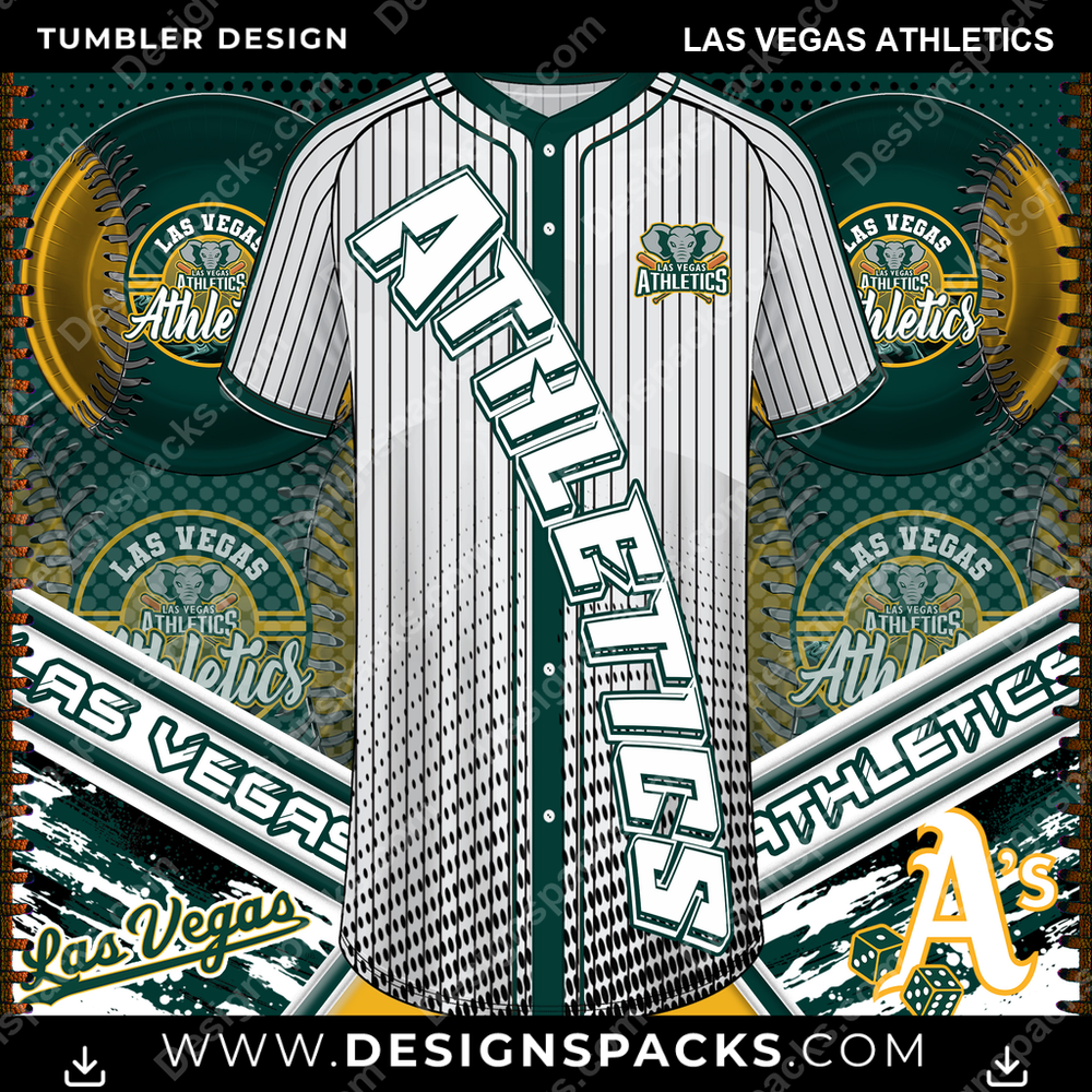 Baseball Jersey Team Las Vegas Athletics Tumbler Digital Wrap Design