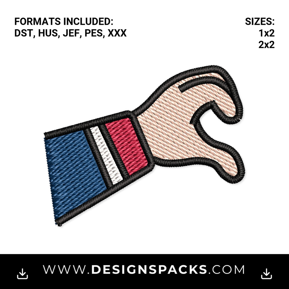 Patriotic Half Heart Hand Gesture Embroidery Design - Instant digital download pattern at Designspacks.com
