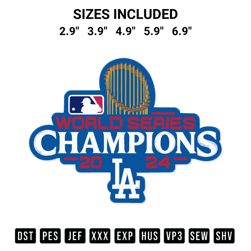 Download the 2024 Mlb World Series Champions Embroidery Design machine embroidery design exclusively at Designspacks.com. Premium digitized pattern for apparel and DIY crafts. Available sizes: 2.9", 3.9", 4.9", 5.9", 6.9".