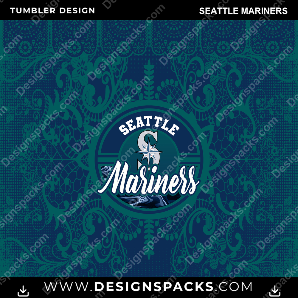 Baseball Lace & Logo Seattle Mariners Tumbler Digital Wrap Design