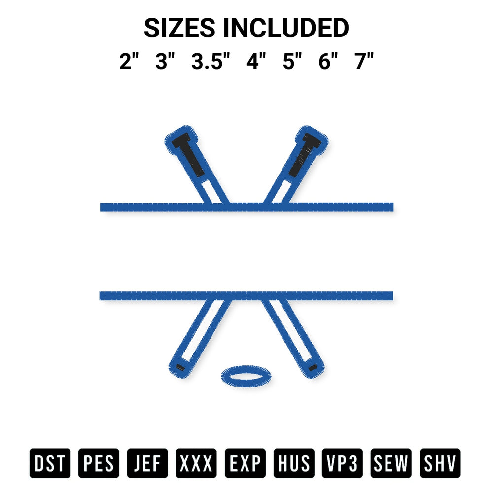 Create amazing crafts with the Crossed Ringette Stick Embroidery Design embroidery file. High-quality digital download from Designspacks.com, perfect for beginners and pros. Available sizes: 2", 3", 3.5", 4", 5", 6", 7".