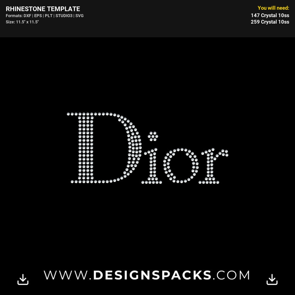 Miss Dior 7Inches Rhinestone Digital Template