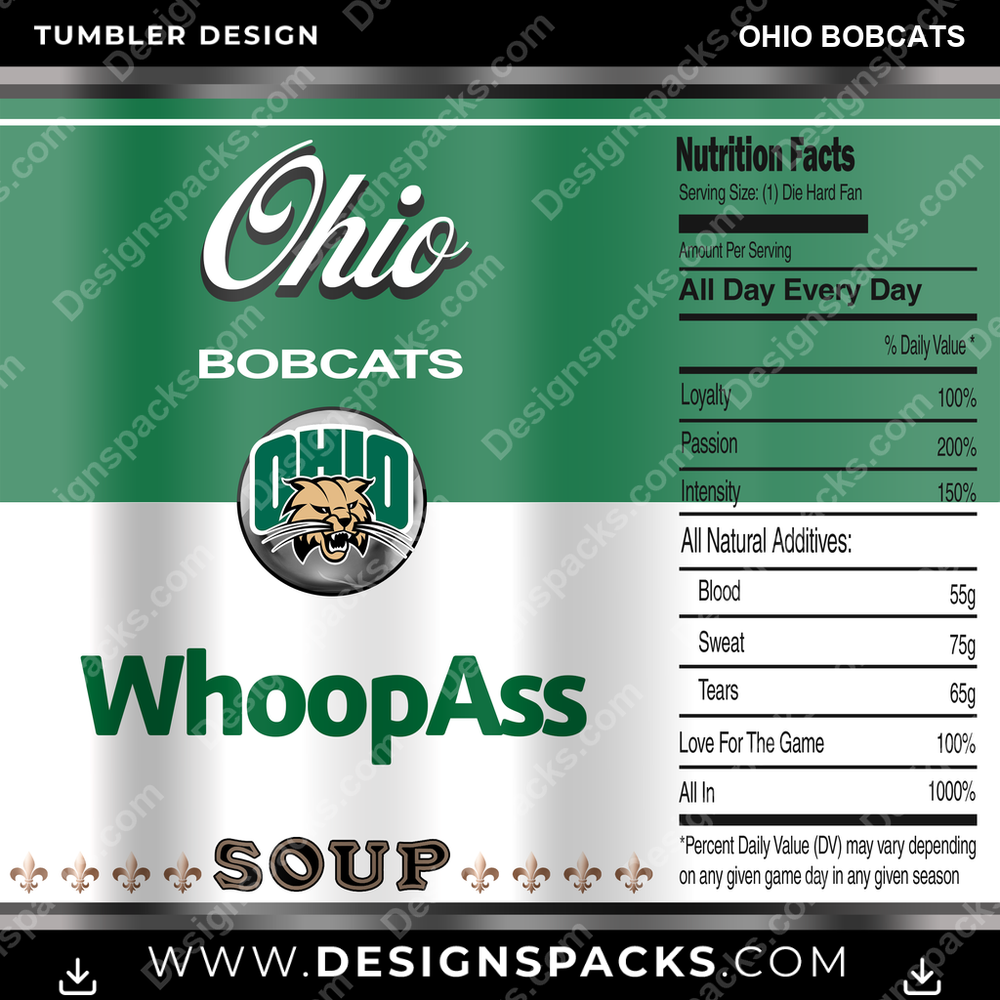 College Sport Soup Can Ohio Bobcats NCAA College Sport Tumbler Digital Wrap Design Download