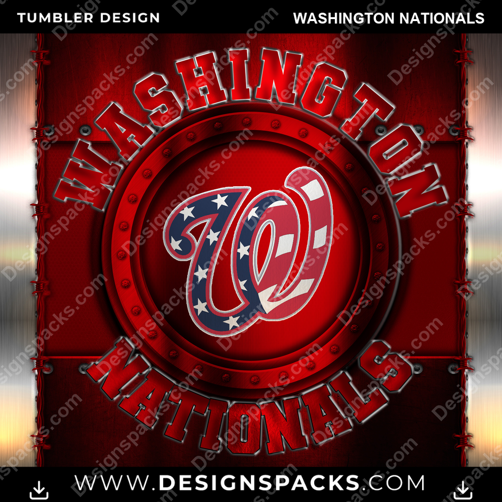 Baseball Metal Washington Nationals Tumbler Digital Wrap Design