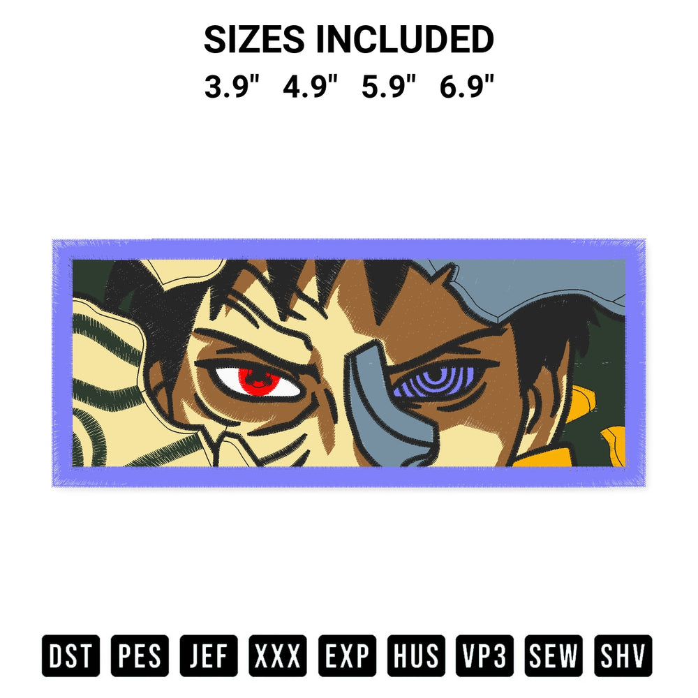 Create amazing crafts with the Uchiha Obito Eyes Embroidery Design embroidery file. High-quality digital download from Designspacks.com, perfect for beginners and pros. Available sizes: 3.9", 4.9", 5.9", 6.9".
