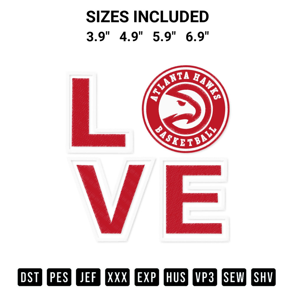 Elevate your next project with our Love Atlanta Hawks Embroidery Design embroidery file. Shop high-quality digital patterns instantly at Designspacks.com. Available sizes: 3.9", 4.9", 5.9", 6.9".