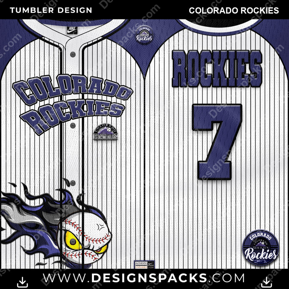 Baseball Team Button-Up Jersey Colorado Rockies Tumbler Digital Wrap Design