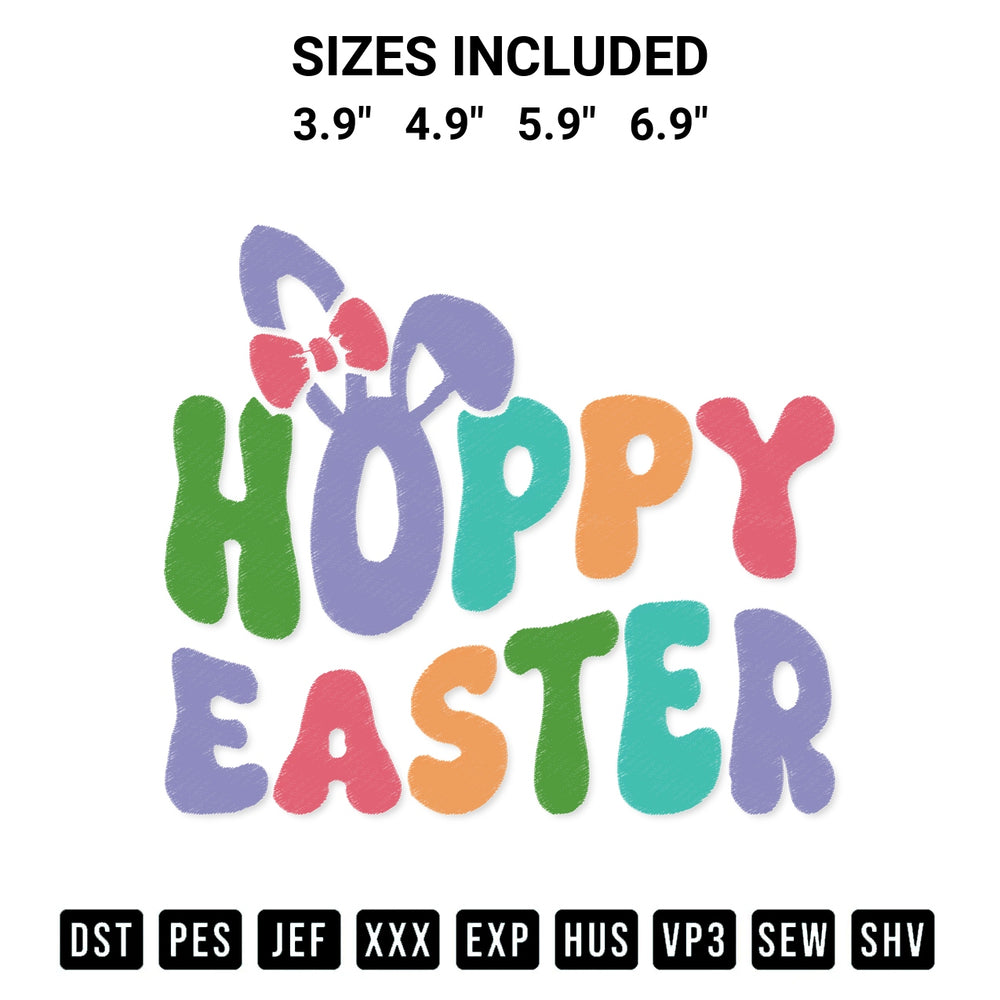 Looking for the perfect pattern? Download the Hoppy Easter Day Embroidery Design embroidery design today at Designspacks.com. Crisp, clean stitching guaranteed. Available sizes: 3.9", 4.9", 5.9", 6.9".