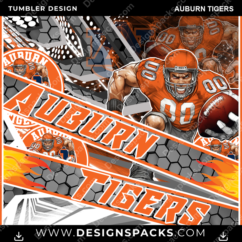 College Sport Fathead Auburn Tigers NCAA College Sport Tumbler Digital Wrap Design Download
