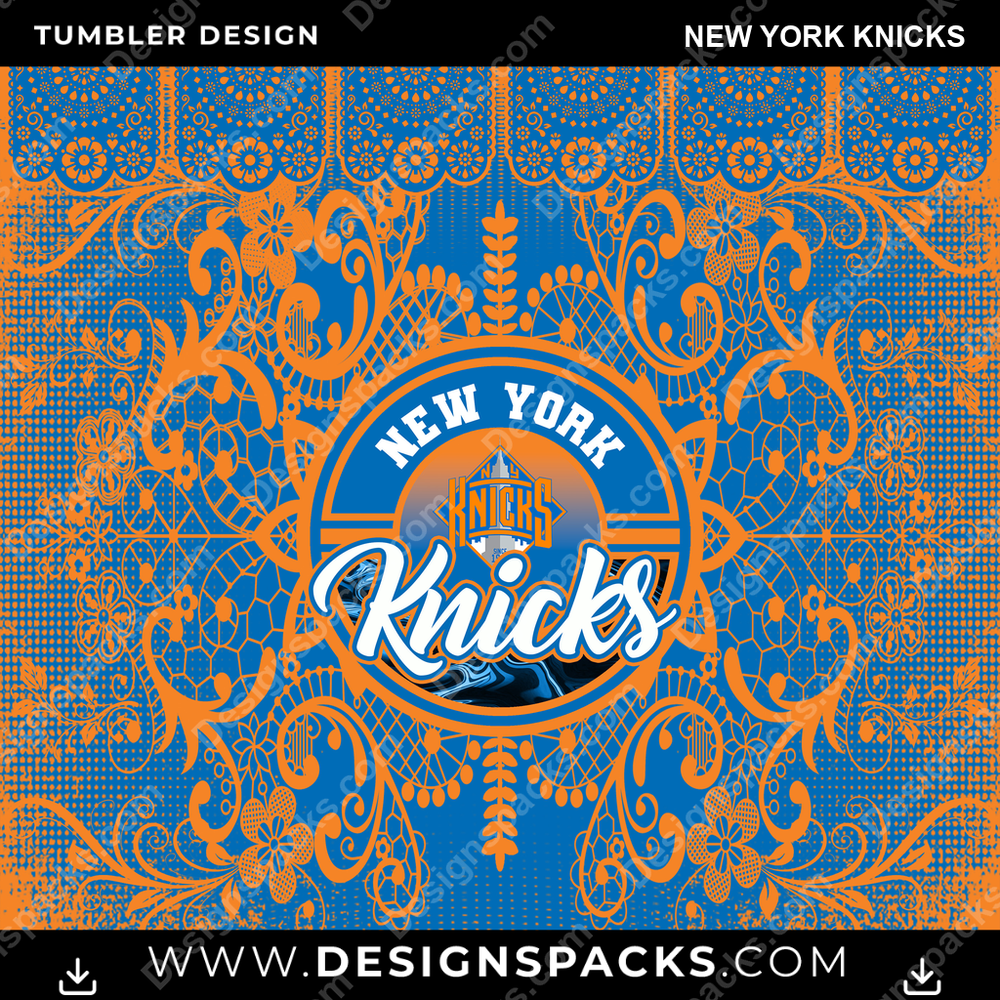 Basketball Lace & Logo New York Knicks NBA Basketball Tumbler Digital Wrap Design Download