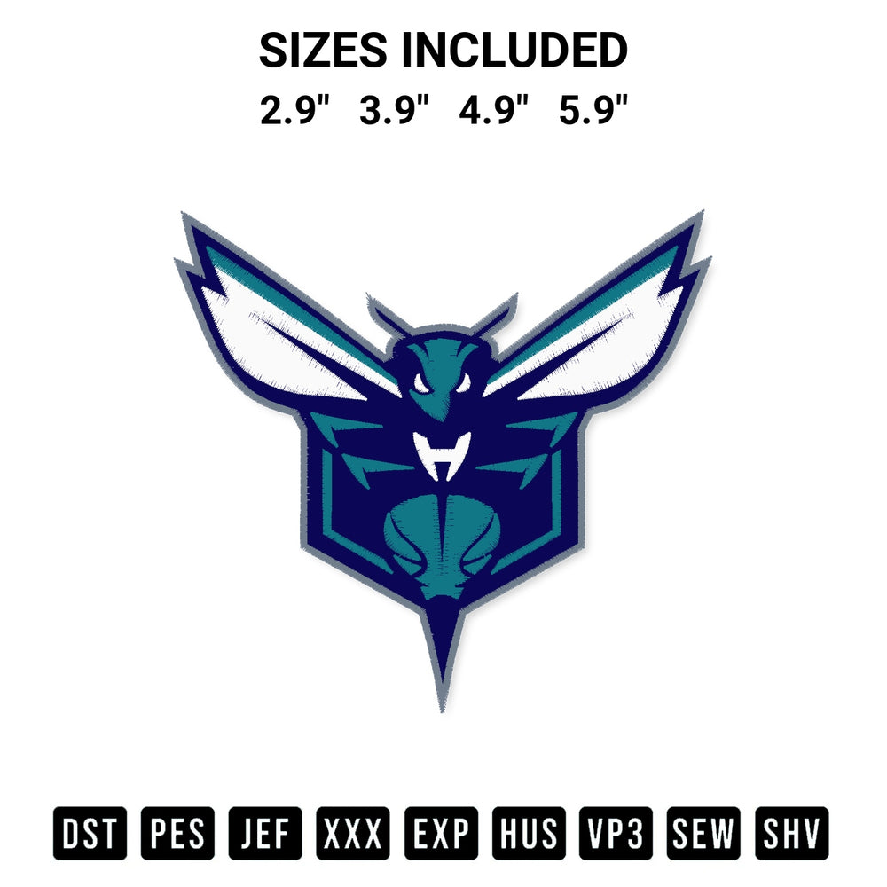 Get the Charlotte Hornets Basketball Embroidery Design embroidery design for your custom crafts! Premium digitized files available for instant download at Designspacks.com. Available sizes: 2.9", 3.9", 4.9", 5.9".