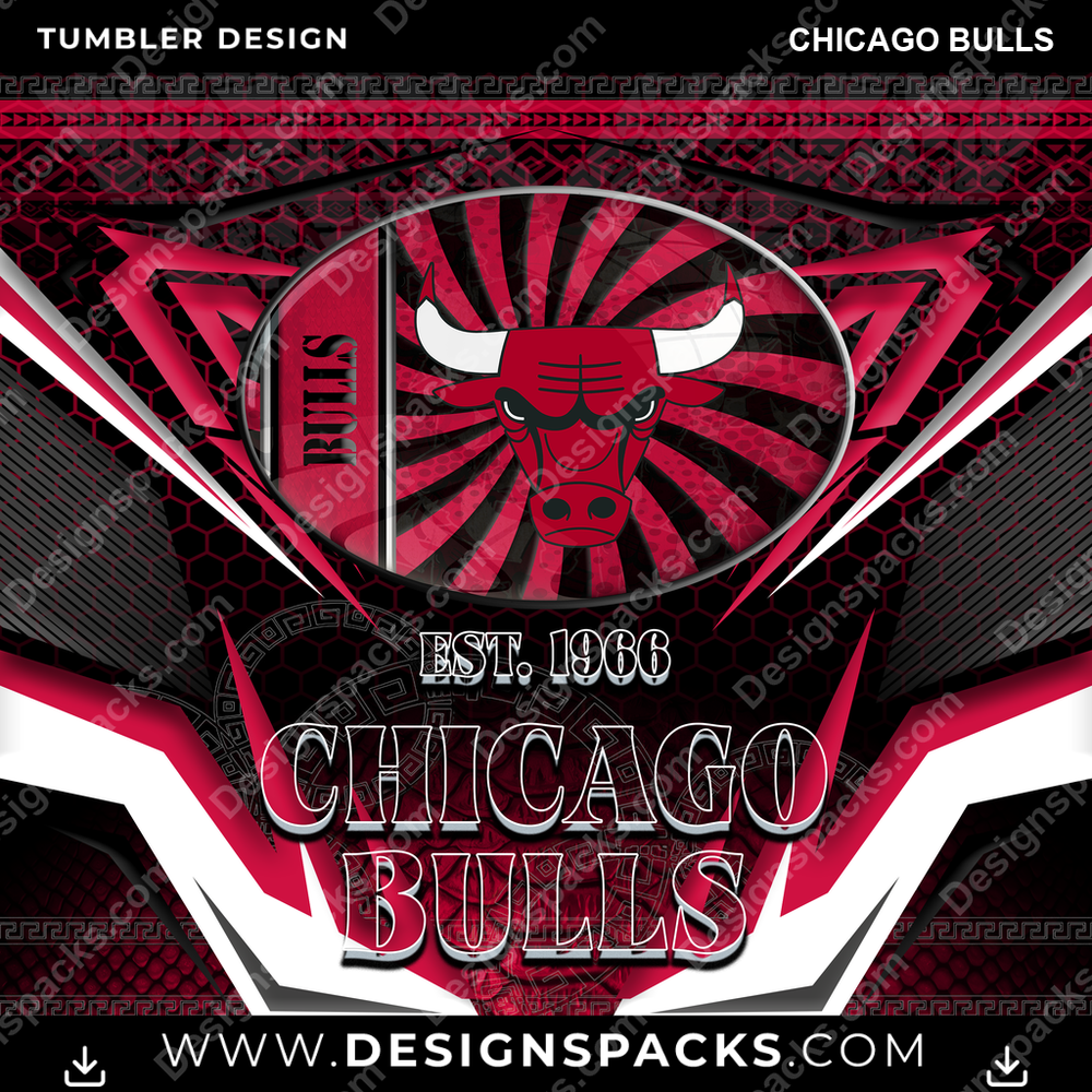 Basketball Tribal Chicago Bulls NBA Basketball Tumbler Digital Wrap Design Download