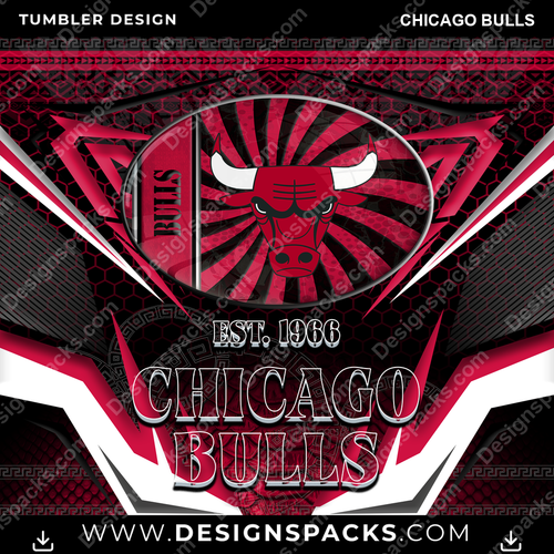 Basketball Tribal Chicago Bulls NBA Basketball Tumbler Digital Wrap Design Download