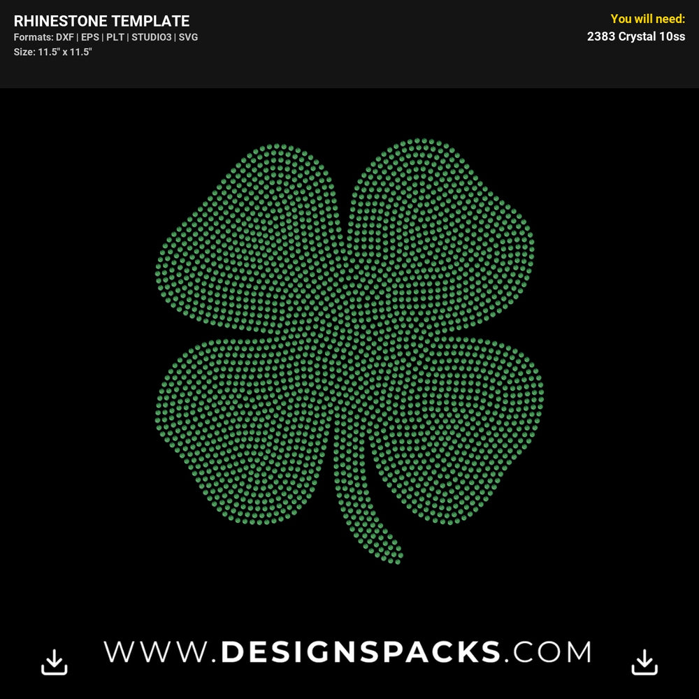 Big 4 Leaf Clover Rhinestone Digital Template