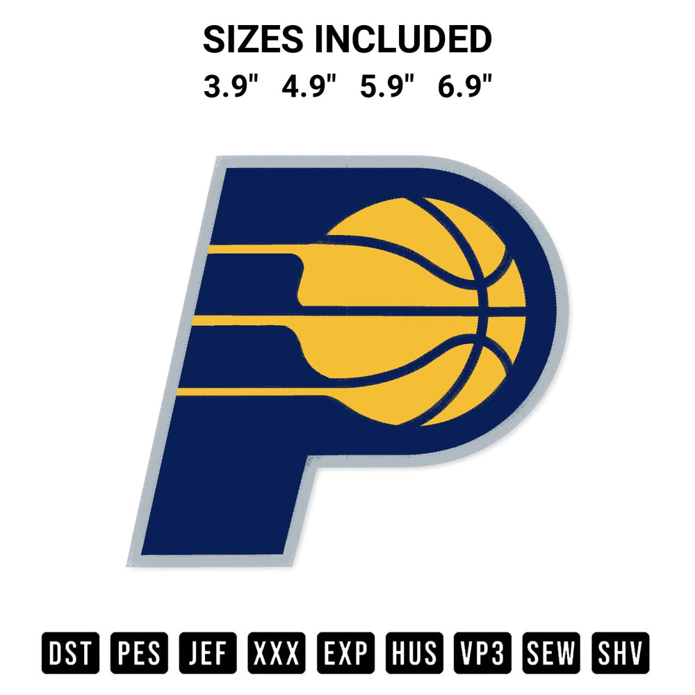 Download the Indiana Pacers Embroidery Design machine embroidery design exclusively at Designspacks.com. Premium digitized pattern for apparel and DIY crafts. Available sizes: 3.9", 4.9", 5.9", 6.9".